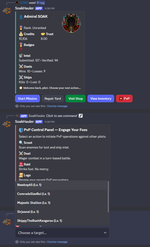 PvP battle log snapshot