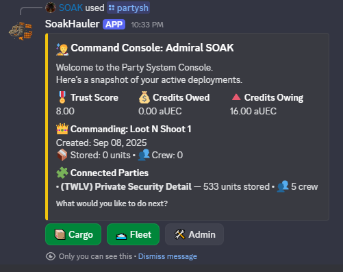 Party selection dropdown